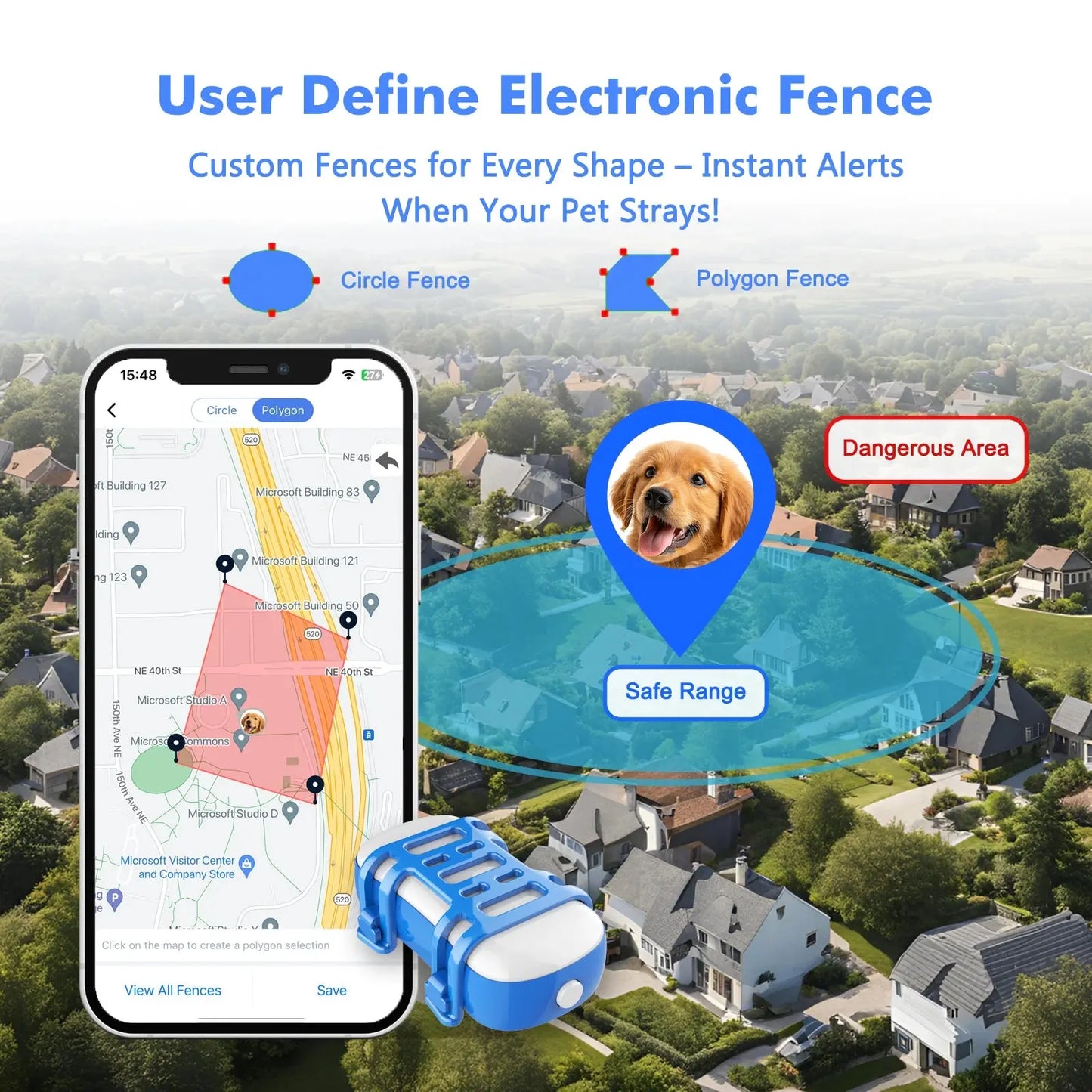 ‌4G Dog Cat GPS Tracker for Pets - Waterproof Smart Locator with App, Live Tracking & Light/Sound Search, Free Trial Included willgetstore